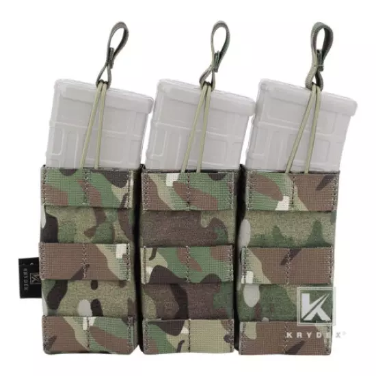 KRYDEX Triple 5.56 .223 Mag Pouch Open Top Tactical Mag Carrier MOLLE Modular 