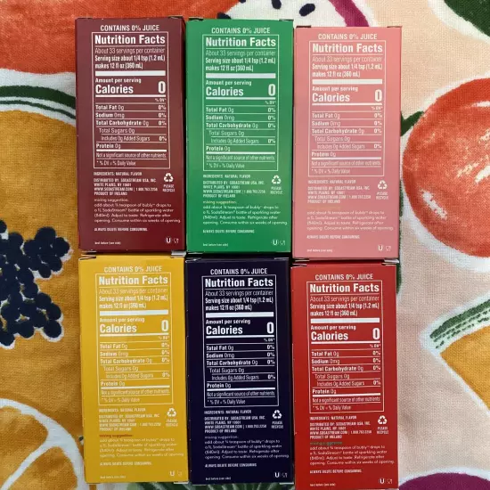 (6) sodastream Bubly Drops 6 Flavors - Mixed Variety, 1.36 fl oz each -Read Info