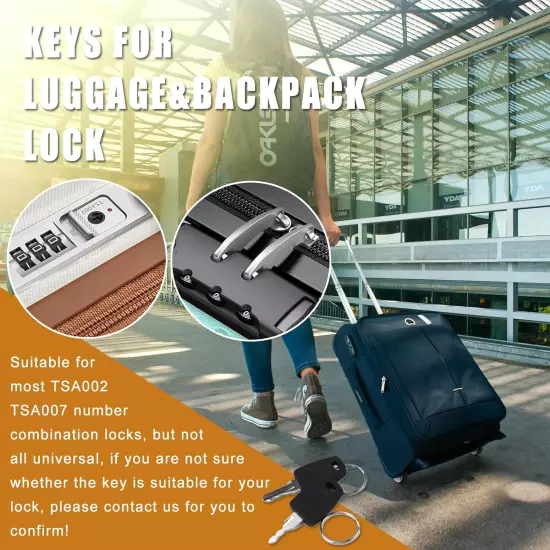 TSA Key TSA007 TSA002 Universal Lock Key Master Suitcase Keys with 2Pcs Key Ring