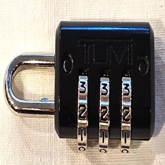 Tumi Prestolock Combination Lock 3 Dial Black Silver EUC