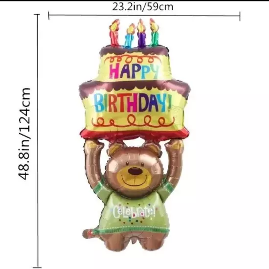 1 Pcs Bear Holding Cake Aluminum Film Balloon,perfect For Parties NO Helium! 