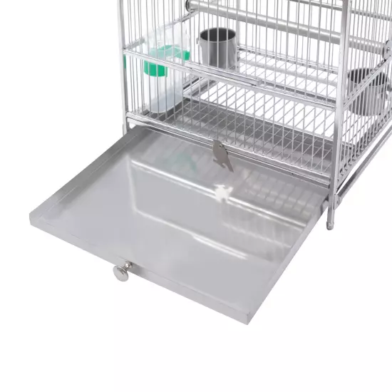 Drawer-Type Stainless Steel Bird Cage Large Supply Cage 36*36*43cm +2 Food Bowls