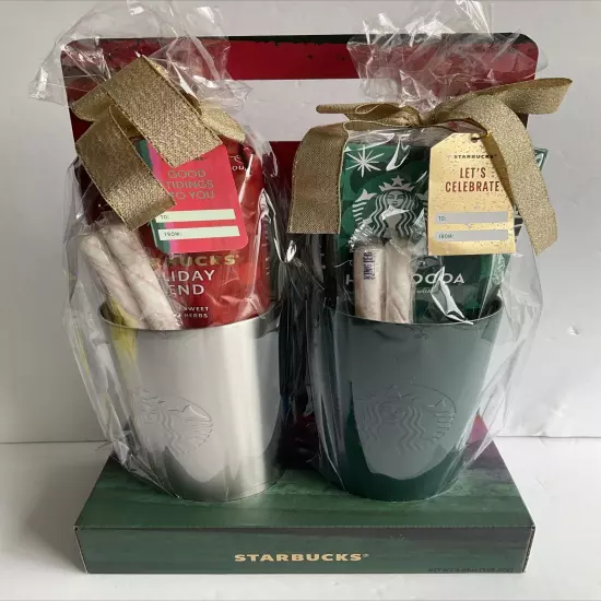 Starbucks Holiday Multi Gift Set 2 Stainless Steel Tumblers Starbucks Coffee Cup