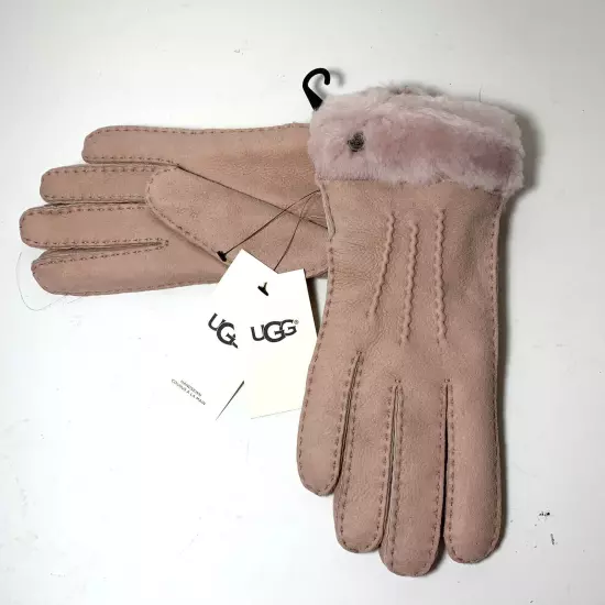 Ugg Classic Tasman Gloves Sheepskin Shearling Leather Pink Cloud Size Large