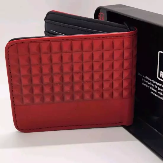 Members Only RFID Bifold Red Waffle Wallet NEW