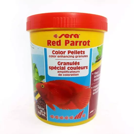 Red Parrot Color Enhancing Fish Food Pellets, 2.8 Ounces Per Container