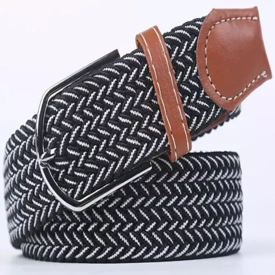 Mens Womens Belt Unisex Braided Elastic Stretch Fabric Enduring Woven Many Sizes