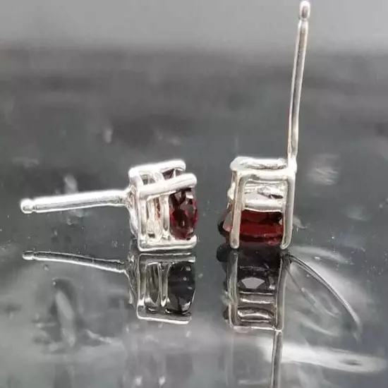 January Birth Stone Mens 5 x 7mm Oval Simulated Garnet 4 Prong Solitaire Earring