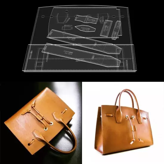 Leather Craft Acrylic Men's Tote Bag Briefcase Handbag Pattern Stencil Templates