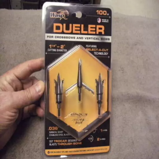 WASP 100gr Dueler Crossbow / Verticle Bow 1 1/2 or 2 " Broadheads Select Cut Tec