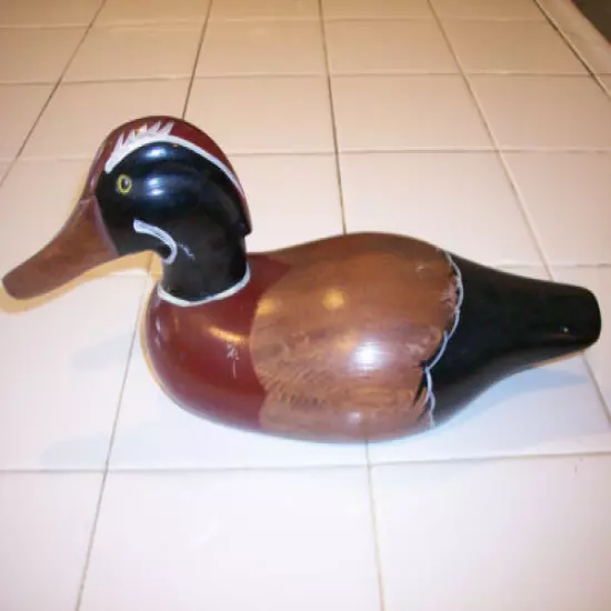 EXCELLENTLY HANDCRAFTED SOLID WOOD COLLECTIBLE 15in DECOY MULTIPLE SPECIES DUCK 