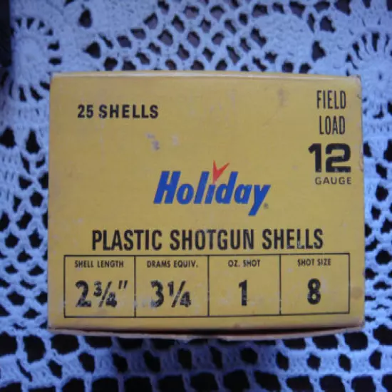 VINTAGE HOLIDAY LES KOUBA 12 GAUGE SHOTGUN SHELL FIELD LOAD BOX --- EMPTY