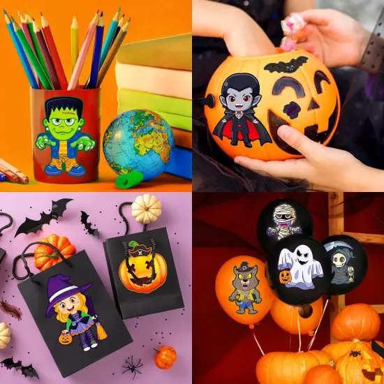 Halloween Stickers for Kids, Party Favors, DIY Multicolor 