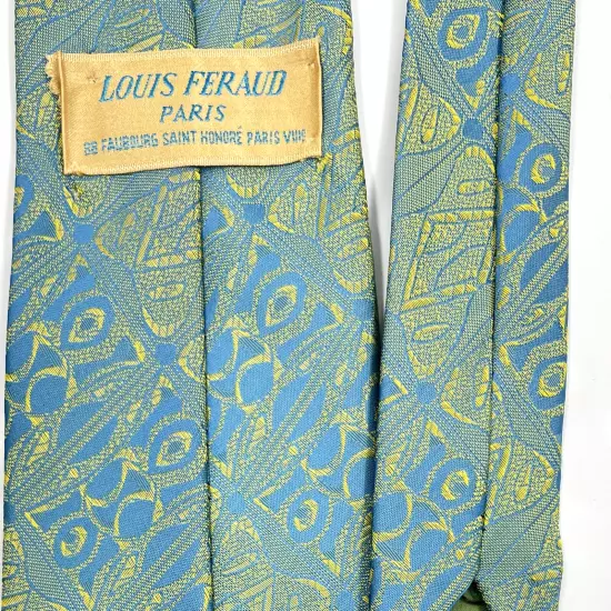 Vintage Louis Feraud 1970's Wide Psychedelic Abstract Blue Tie Men's 3.8" x 53"