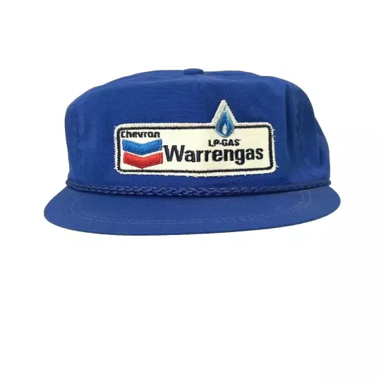 Vintage Chevron Warren LP Gas Patch Rope Leather Strapback Hat USA Union Made