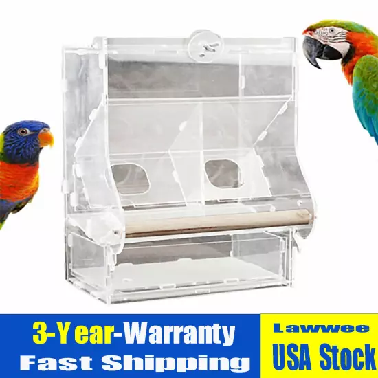 Acrylic Transparent Automatic Bird Feeder Parrots Canary Cockatiel Pet Supplies