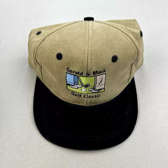 Vintage Golf Cartoon Hat Strapback Tan Classic Course Links Logo Adjustable 90s