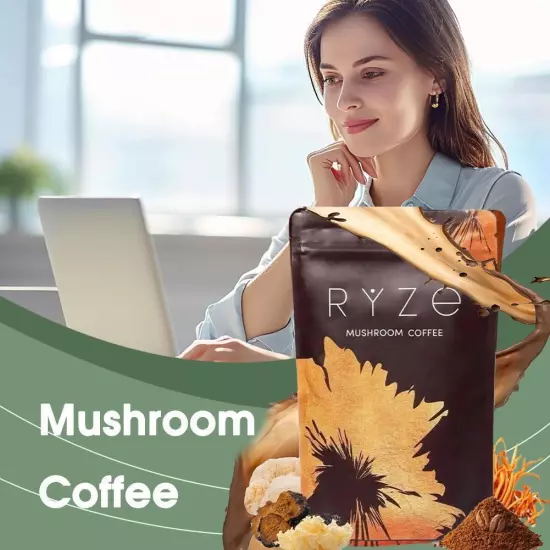 2024 RYZE Mushroom Coffee Organic Coffee 30 Servings in one Pack 180g-No odor