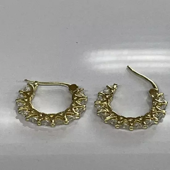 Gold Round Hoop CUBIC ZIRCONIA EARRINGS Dangle Fashion Jewelry New 20% OFF