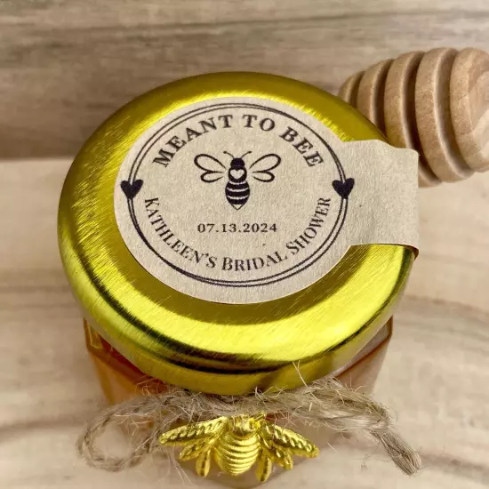 Set of 20 Fresh Raw Honey Bridal Shower Favors, 1.5oz Jars Honey, Baby Shower