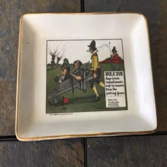 Vintage DELANO STUDIOS Dish Tray Tee Rules of GOLF XVII ▬ Chas Crombie 1962 ❤️j8