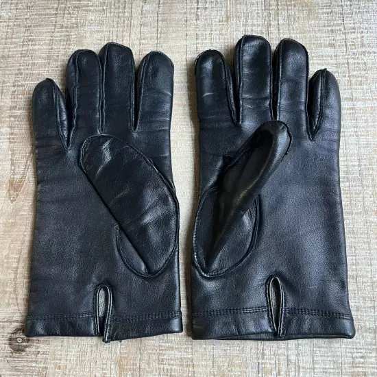 Lord & Taylor Mens Leather Gloves 100% Cashmere Lining Size S Black Driving Soft