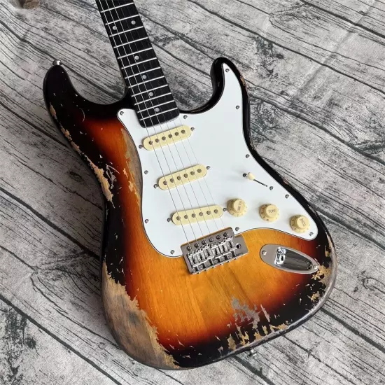 Custom Shop heavy relics sunburst aged electric guitar in stock shipping quickly