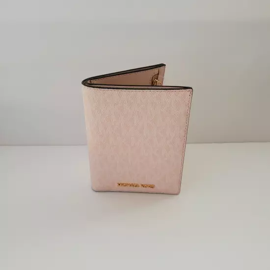 Michael Kors Jet Set Travel Passport ID Wallet MK Logo Light Powder Blush Holder