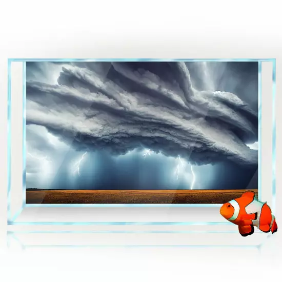 Aquarium Décor Background Sticker, Storm Tornado Fish Tank Poster