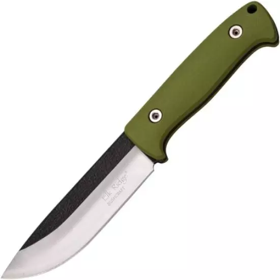 Elk Ridge Fixed Knife 5.25" Finish Stainless Steel Blade Green Nylon Handle