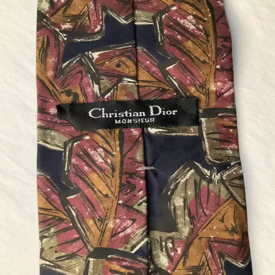 CHRISTIAN DIOR Men 100% Silk Woven In Italy Made In USA Neck Tie Vintage