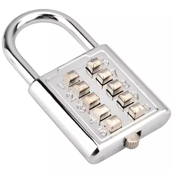 10-digit Push Button Combination Password Padlock Blind Button Padlock