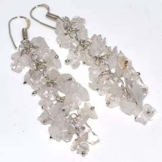 Natural Gemstone Beaded Grapes Cluster Drop & Dangle Earrings Size 2-3"