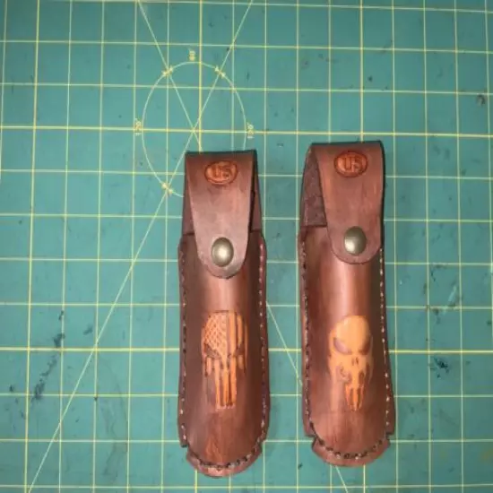 Handmade Leather RH LG Auto Holster & 2 mag pouches