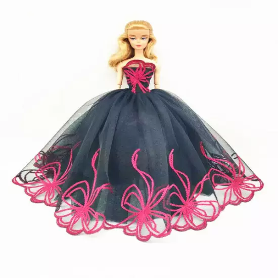 Black Style 1/6 Doll Clothes Handmade Wedding Dress 11.5" Dolls Outfits Gown Toy