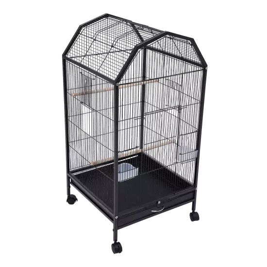 Black Large Bird Cage wit Rolling Stand Cockatiel Parakeet Finch Parrot Birdcage