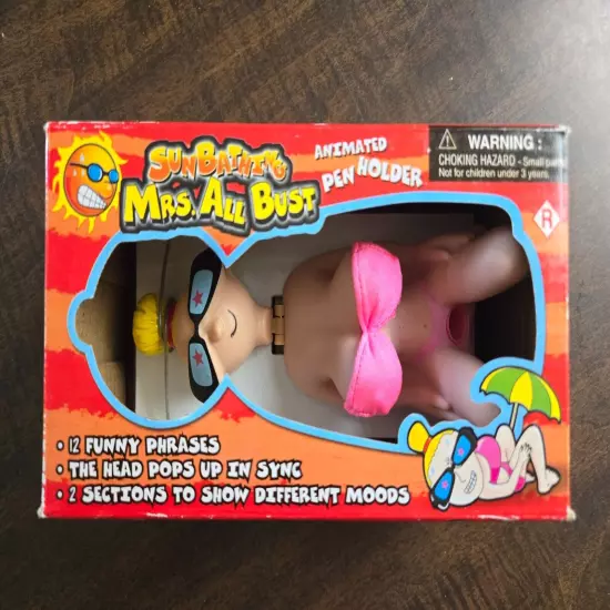 Mrs. All Bust Sunbathing Figurine Novelty Animated Pen Holder 12 Funny Phrases