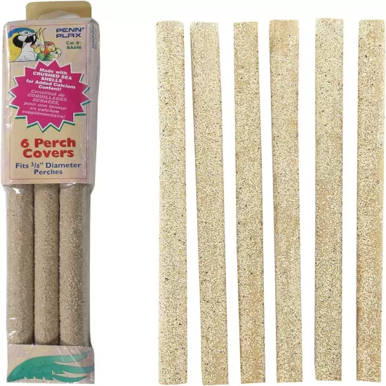 PENN-PLAX Sanded Bird Perch Covers – Made from Crushed Seashells – Natural 