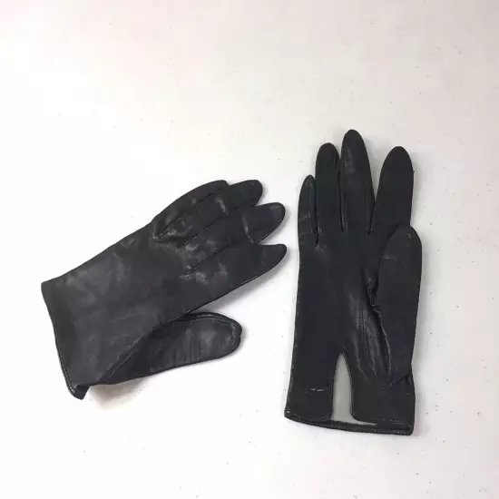 VINTAGE Black Leather Driving Gloves Womens XS