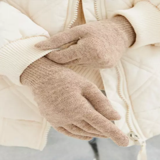 Light Brown Yak Wool Adult's Gloves