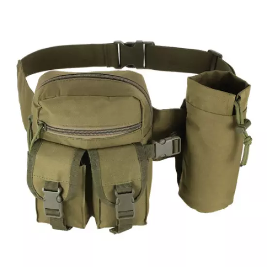 Waist Pack Pouch With Water Bottle Pocket Holder Waterproof Molle Fanny Hip Belt