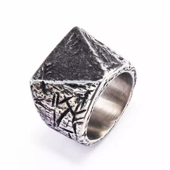 Retro Triangle Vintage Wedding Signet Ring Stainless Steel Men's Boy's Gift Ring