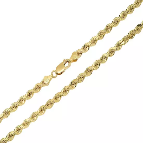 10K Yellow Gold 1mm-5mm Diamond Cut Solid Rope Chain Pendant Necklace 16"- 30"