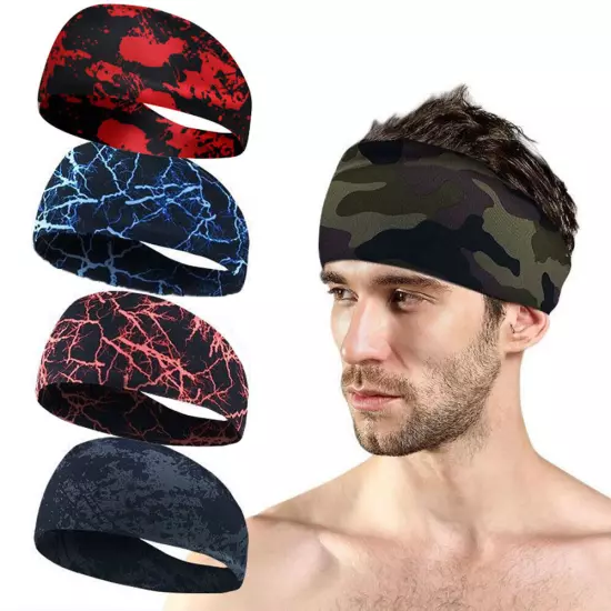 Sports Headband for Men Women Moisture Wicking Sweat Band Elastic Wide Hair Band