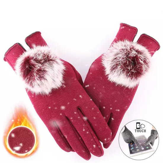 Women Winter Touchscreen Gloves For Cold Weather Solid Thermal Knit Cuff Gloves