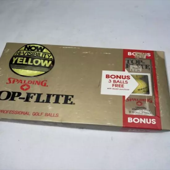 Vintage 1982 Spalding Top-Flite Golf Balls Box of 15 New Old Stock Yelllow