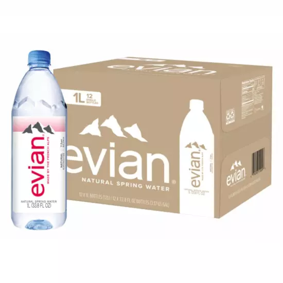 Evian Natural Spring Water, PH Balanced with Natural Electrolytes, 33.8Fl Oz./1