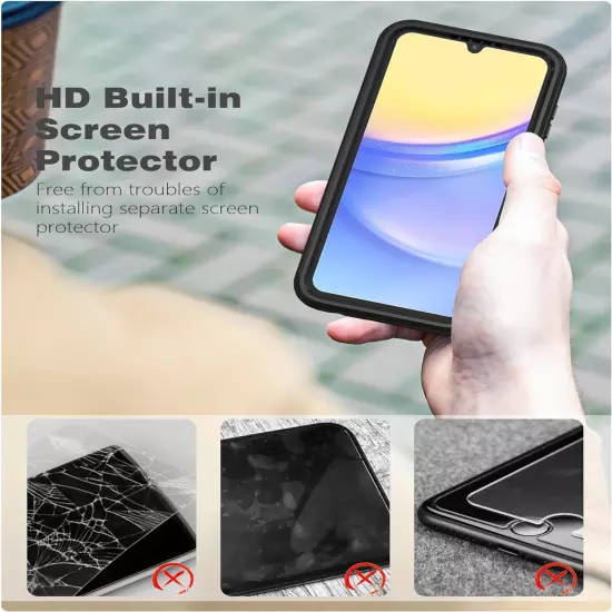 for Samsung Galaxy A15-5G Case: Phone Case with Built-In Screen Protector Protec