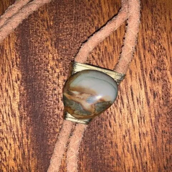 Vintage Country Western Blue Ocean Jasper Stone Bolo Tie