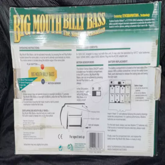 Big Mouth Billy Bass Singing Sensation Gemmy 1998 Singing Fish NEW In Box VTG